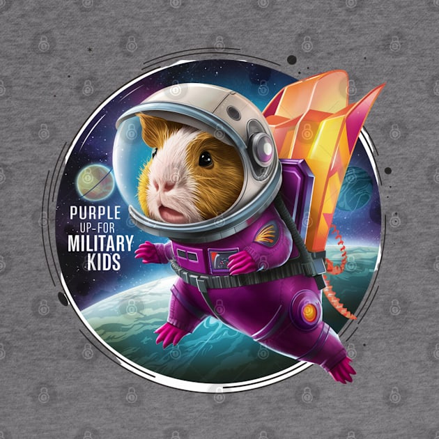 Purple up for military kids guinea pig lovers Astronaut child funny by TRACHLUIM